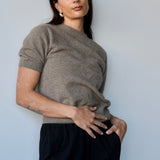 Cashmere Short Sleeve Knit Taupe