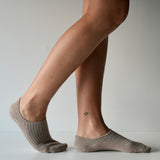 Cotton Ribbed Hidden Socks Taupe