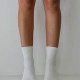 Cotton Ribbed Socks White