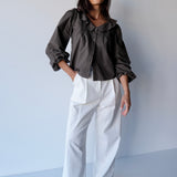 High Waist Pleat Pants Off White