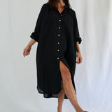 Belle Oversized Cotton Dress Black