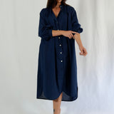Belle Cotton Dress Navy