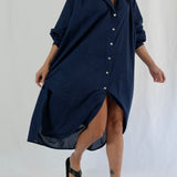 Belle Cotton Dress Navy