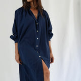 Belle Cotton Dress Navy