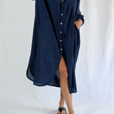Belle Cotton Dress Navy