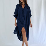 Belle Cotton Dress Navy