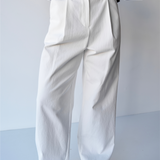 High Waist Pleat Pants Off White