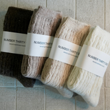 Cable Knit Cashmere/Wool Socks Milk