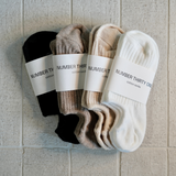 Cotton Ribbed Hidden Socks Taupe