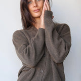 Wool Cashmere Cardigan in Chocolate