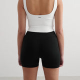 Ribbed Seamless Midi Bike Shorts Black