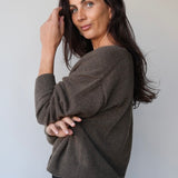 Wool Cashmere Cardigan in Chocolate