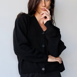 Wool Cashmere Cardigan in Black