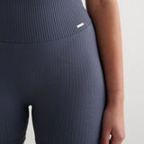 Ribbed Seamless Midi Bike Shorts Storm Blue