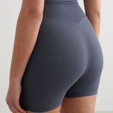 Ribbed Seamless Midi Bike Shorts Storm Blue