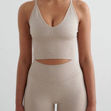 Shape Seamless Cross Back Bralette Beige