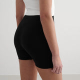 Ribbed Seamless Midi Bike Shorts Black