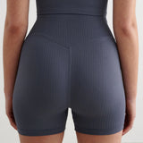 Ribbed Seamless Midi Bike Shorts Storm Blue