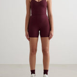 Ribbed Performance Midi Biker Shorts Cherry