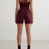Ribbed Performance Midi Biker Shorts Cherry