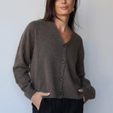 Wool Cashmere Cardigan in Chocolate