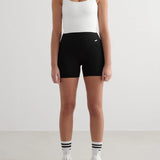 Ribbed Seamless Midi Bike Shorts Black
