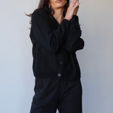 Wool Cashmere Cardigan in Black