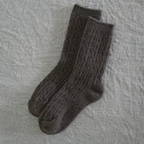 Cable Knit Cashmere Wool Socks Choc