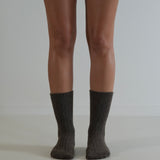 Cable Knit Cashmere Wool Socks Choc