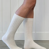 Lambs Wool High Socks Off White