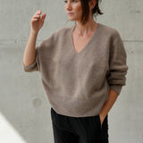 Cashmere Jumper V-Neck Taupe