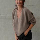 Cashmere Jumper V-Neck Taupe