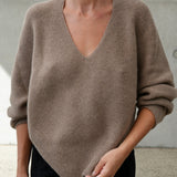 Cashmere Jumper V-Neck Taupe