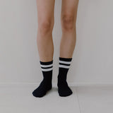 COTTON ANKLE SOCKS NAVY WITH WHITE STRIPE