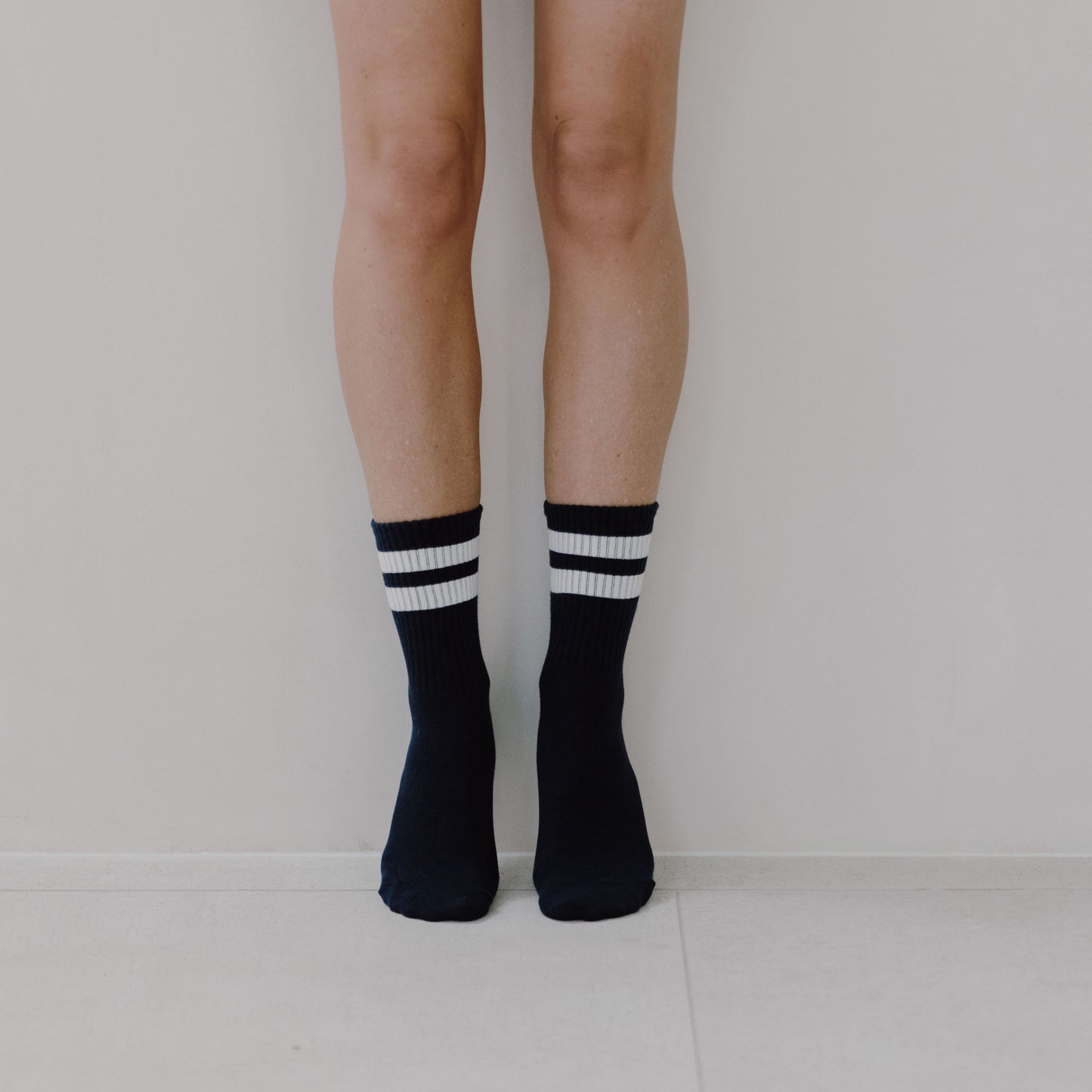 COTTON ANKLE SOCKS NAVY WITH WHITE STRIPE