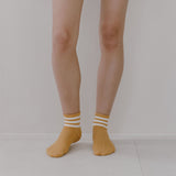 COTTON SOCKS MUSTARD WITH WHITE STRIPE