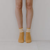 COTTON SOCKS MUSTARD WITH WHITE STRIPE