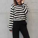 LINEN FINE KNIT STRIPE