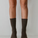 Cashmere/Wool Cable Knit Socks Choc