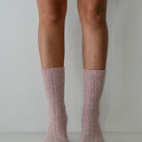 Cable Knit Cashmere/Wool Socks Pink