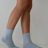 Cotton Ribbed Socks Sky