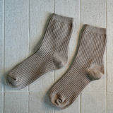 Cotton Ribbed Socks Taupe