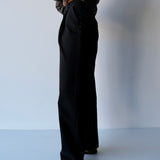 High Waist Pleat Pants Black