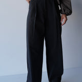 High Waist Pleat Pants Black