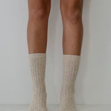 Ribbed Cashmere/Wool Knit Socks Natural