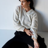 Wool V-Neck Knit Off White