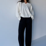 Wool V-Neck Knit Off White