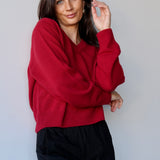 Wool V-Neck Knit Red