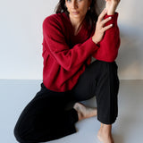 Wool V-Neck Knit Red
