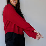 Wool V-Neck Knit Red